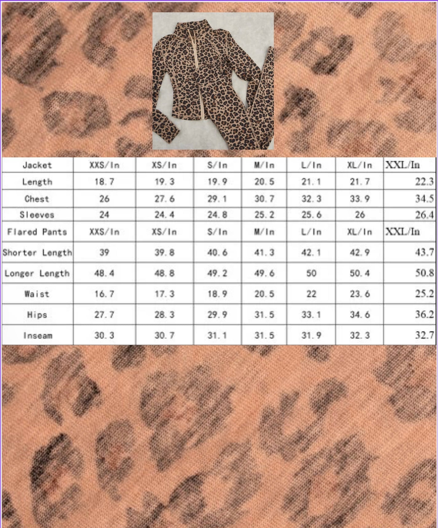 Pre-order information below (Cheetah print women’s set)